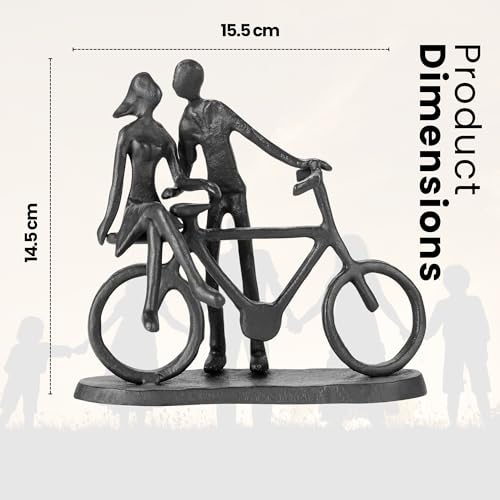 Bicycle Themed Gifts - Bike Couple Figurine Statue Black Hand Sculptures for Living Room Bicycle Wall Decor Iron Love Sculpture - style: bicycle