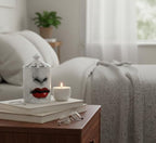 AlphaDesignLuxe Decorative Candle Holder Handcrafted Aromatherapy Candle Jar Italian Designer Décor Fashionable Tabletop Vase Modern Art Female Face Eyes Lips Centerpiece. (Red Lips)