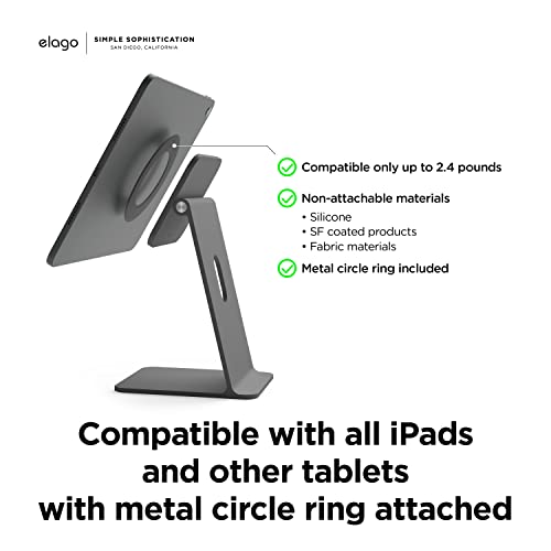 elago Premium iPad Magnetic Stand Designed for iPad Pro 12.9"(5th,4th Gen), 11"(3rd,2nd Gen), Air 10.9"(5th,4th Gen), Mini 8.3"(6th Gen, A17 Pro), 10.9"(10th Gen) [Dark Grey] - color: Dark Grey