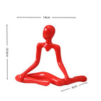 Abstract Human Figure Sculpture, Red Acrylic Modern Art Decor Statue, 4-Piece Set for Living Room, Entryway, Shelf & Office