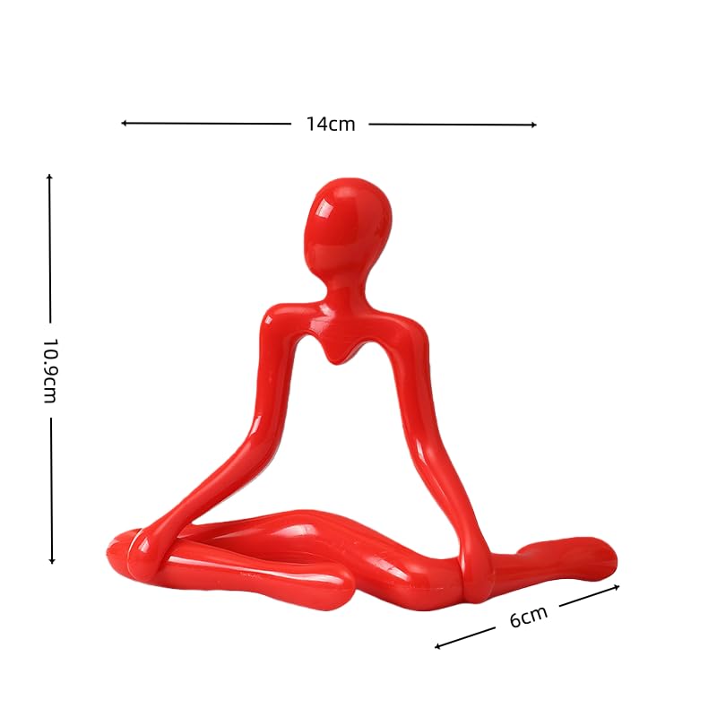 Abstract Human Figure Sculpture, Red Acrylic Modern Art Decor Statue, 4-Piece Set for Living Room, Entryway, Shelf & Office