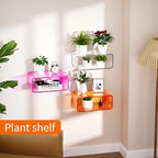 Acrylic Floating Nightstand, Bedside Table, Nightstand Shelf Wall Mounted Bedside Shelf (Orange, Small) - color: Orange