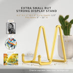 IPAME Metal Square Wire Plate Stands for Display - 4.5 Inch Holder + Picture Frame Stand Easel for Book, Decorative Plate, Plaque, Photo, Platter (Gold 2 Pack) - size: 4.5 Inch