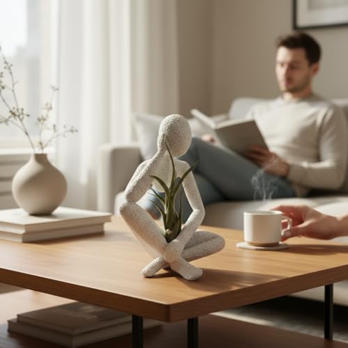Ponder Minimalist Sculpture, Modern Abstract Home Decor, 3D Printed Art (Marble) - color: Marble