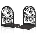 2pcs Book Ends for Shelves Butterfly Flower Metal Bookends Reading Decorative Book Stoppers Large Book End Black Used on Desk Office for Small Large Heavy Books - style: Butterfly with Flower