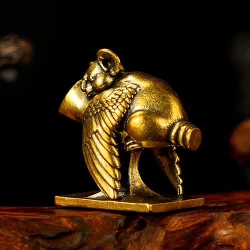 CHOVY Mythical Brass Koala Angel with Wings - Solid Handcrafted Vintage Figurine, Whimsical Spirit Animal Sculpture for Altar, Study Desk & Healing Space Decor, Oddities Collectible - color: Angel Koala