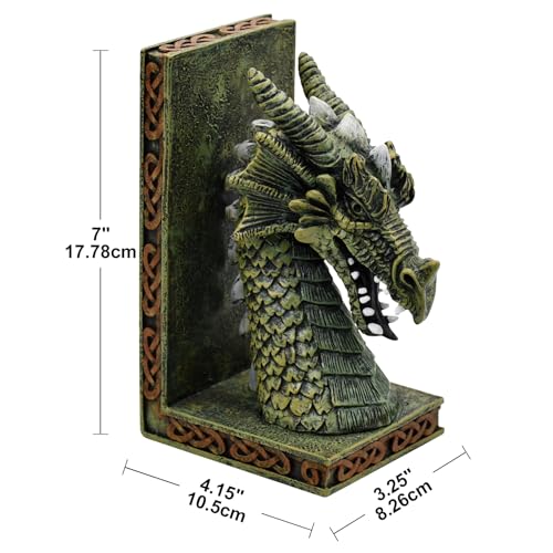 Dragon Bookends for Shelves Set of 2 - Heavy Book Ends Book Supports for Shelves, 4.15 "x 3.25 "x7 Unique Dragon Design Copper（10 Inch） - color: Copper