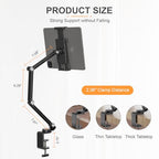 Houele Tablet Stand Holder, Adjustable Foldable Tablet Arm iPad Desk Mount with 360°Rotate Base, Phone Holder iPad Stand for Desk and Bed, Compatible with Tablets, Phones or Other 4-15.6" Device - color: Black