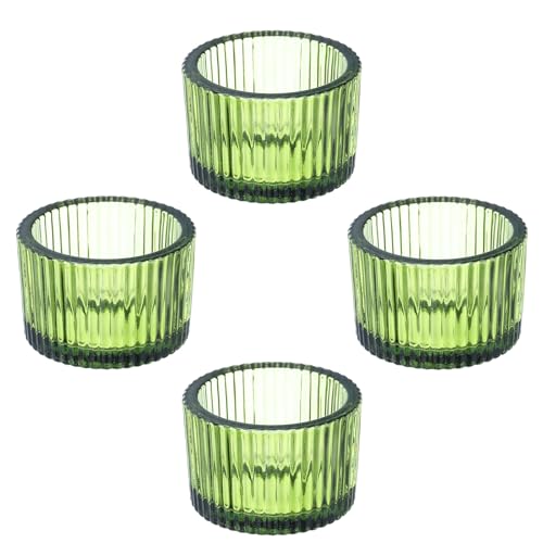 PATIKIL 4 Pcs Tealight Candle Holder, Tea Lights Candle Holder Glass Votive Candle Holders Glass Candle Holders for Table Centerpiece Decor Wedding Dinner Party, Green - color: Green