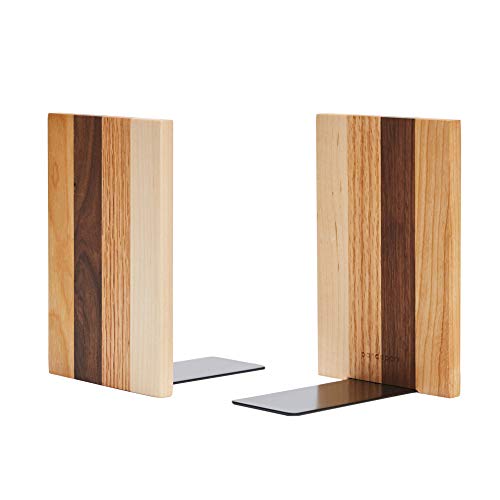 Pandapark Wood Decorative Bookends,Non-Skid Bookend for Shelves,Heavy Duty Bookends,Book Stand for Books/CDs,1 Pair - color: Dream