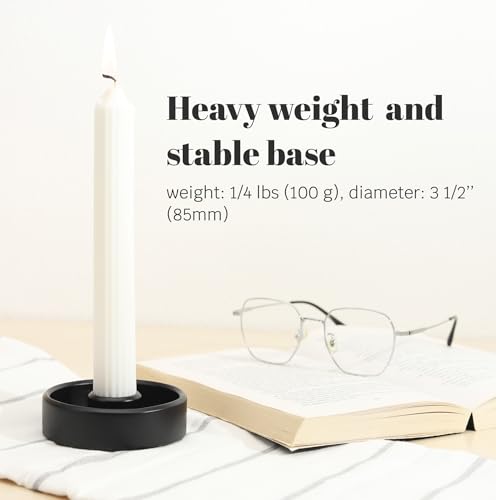Candlestick Holder - Taper Candle Holders, Candle Tray for Tall Candle Sticks, Vintage Chime Boho Marble Candles Small Dish, Concrete Farmhouse Holders for Tapered Candles Sticks Decor (Black)