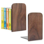 2 Pieces Walnut Wood Bookends，Walnut Wood Art Bookends Office Hand Crafted Walnut Wood Bookends for Home Office School Book Organizers (Walnut Square)