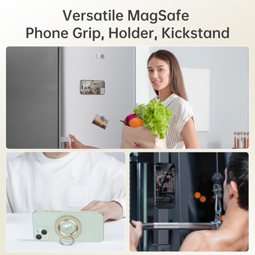 SYNCWIRE Magnetic Phone Ring Holder for MagSafe, 360° Rotation Cell Phone Grip Stand Finger Ring Kickstand Two-Sided Magnet Compatible with iPhone 17 Pro Max 16 15 14 13 12 MagSafe Accessories - color: Single Ring-1PCS-Yellow