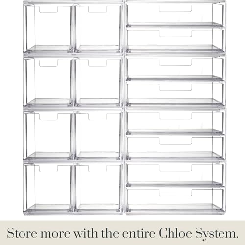 STORi Chloe Stackable Makeup Holder & Drawer Organizer Set, Clear, BPA-Free Plastic, Made in USA, Organize Brushes, Cosmetics & Beauty Essentials - style: Organizer & Drawer Set