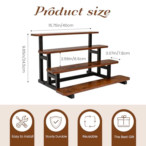 NANXITU 4 tiered Wood Risers Display Stands, Straight Display Stands for Vendor Events, Cupcake Dessert Food Stand Display Table,Craft Shows Farmers Market Retail Display Racks for Collectible Perfume