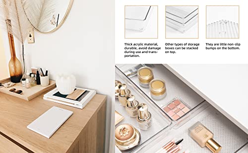 5 Pack Clear Plastic Drawer Organizer Tray Cutlery Utensil Makeups Drawer Silverware Organizers 12" X 6" - size: 5 Pack 12"x6" Clear Plastic