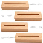 EATAKWARD 4 Pcs 5.9" Wood Rectangle Light Display Pedestal, Wooden Display Base Dimmable Colorful Lights Lamp Stand with USB Cable for Acrylic, Crystal, Night Light (Inner Slot, Square Base) - color: Natural wood color