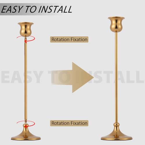 Metal Candle Holder Taper Candlestick Holders for Candle Sticks Vintage Candelabra for Halloween Thanksgiving Christmas (Gold, 2 Sets (6 pcs)) - color: Gold, size: 2 Sets (6 pcs)