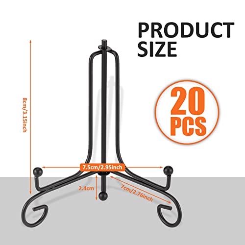 Chumia 20 Pack Iron Easel Stand Plate Holder Display Stand Picture Frame Stand Photo Holder Stand Painting Books and Arts Display Stand, 4 Inch