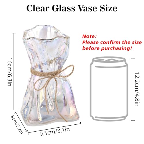 FOWSEEK 6 Inch Small Glass Flower Vase, Irregular Clear Flower Vases for Centerpiece Table Indoor Desk Decor, Modern Art Decorative Vase for Home Office Wedding Bookshelf Housewarming Gift - color: Colorful, size: Small
