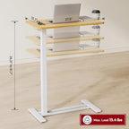 SANODESK Medical Adjustable Overbed Bedside Table with Hidden Casters, Pneumatic Mobile Laptop Computer Standing Desk Cart with Tray, Hospital and Home Use(27.6" W x 15.7" D, Maple) - color: Maple, size: Small