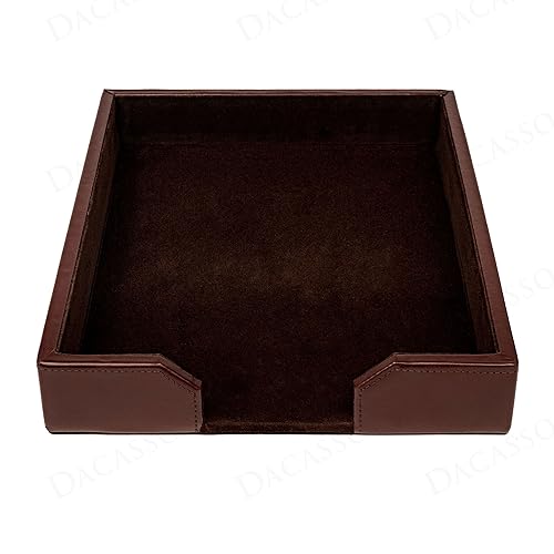 Dacasso Dark Brown Bonded Leather Luxury Letter Tray Holder - Paper Organizer for Desktop Office Essentials & Executive Desk Decor