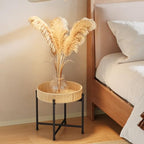 Bamworld Rattan Plant Stand Indoor Boho Plant Table for Large Plants Single Plant Stool Plant Holder for Living Room Bedroom