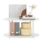 Furinno Turn-N-Tube No Tools Modern Oval Side Table, White/Virgin White - color: White/Virgin, size: 2-Tier Oval