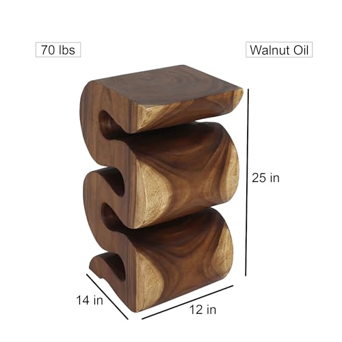 Haussmann Wood Wave BR Verve Accent Snake Table 12 x 14 x 25 in H Walnut Oil - color: Walnut, size: Large