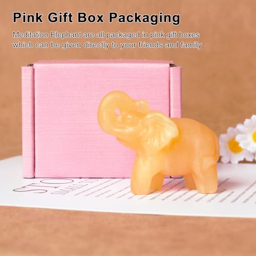 2 Inch Yellow Jade Crystal Elephant Sculpture Handcrafted Healing Stone Animal Figurine Spiritual Home Decor Lucky Charm Gift for Wealth Success Positive Energy and Meditation Lovers - color: Yellow Jade Elephant-02