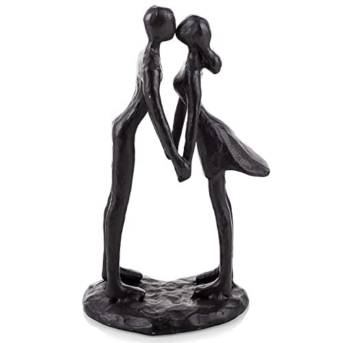 Sziqiqi Anniversary Wedding Gift for Couple: Iron Gifts for 6th Anniversary for Her Him Women - Cast Iron Couple Sculpture Present for Wedding Day Engagement Christmas Bithday Valentines - style: Couple Kiss