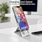 Foldable Aluminum Phone Stand – Adjustable Desk Holder for Travel & Office, Compatible with iPhone 16-13 Pro Max, Samsung S24-S8, Kindle – Gray