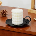 Candle Holders for Pillar Candles – 5.5" Overall Width Black Metal Holder with Plate, Fits Pillar Candles up to 3.3" in Diameter & Flameless, Modern Minimalist Candle Dish (Candles Not Included) - color: Black