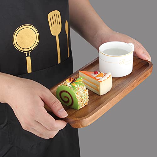 2 Pcs Small Rectangular Wooden Tray Decorative Acacia Wood Appetizer Cheese Plates Small Sandwich Dessert Trays Rectangle Serving Platter for Decor Snacks Plate Food Dish Charcuterie Boards - size: 12 x 6 inch