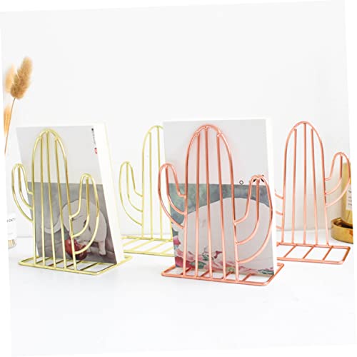 Cactus Bookends Metal Creative Plant Shape Book Stand Organizer for Home Office Desk Compact 7.08X5.31X3.54 Inch Book Rack for Books Files Magazines