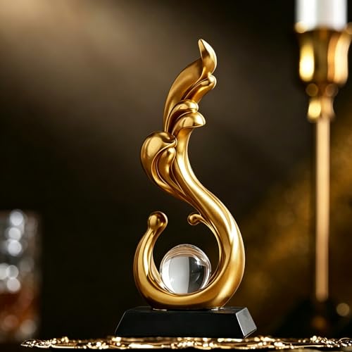 AWNR Abstract Art Deco Decor Statues for Home,Shelves,Table,Living Room, Dining Room,Modern Sculpture Decoraciones of Homes for Sale (Gold A) - color: Gold a