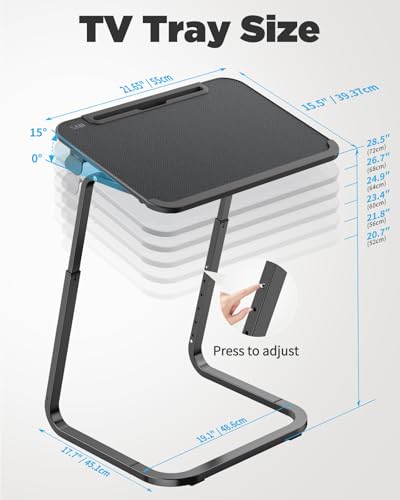 SAIJI TV Tray Table - Heavy Duty Extra Large TV Trays, Upgraded Dinner Trays for Eating on Couch, Tilt & Height Adjustable Snack Table Laptop Desk for Sofa, Bedside and Recliner - color: Black