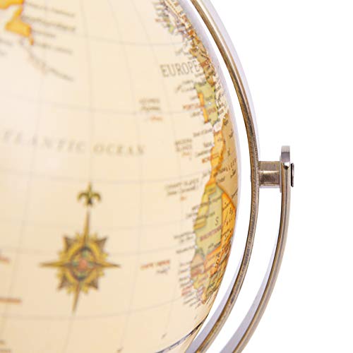 ANNOVA 8" / 20cm World Globe Antique Globe Metal Arc and Base Bronzed Color - All Direction 360° Rotating - Educational/Geographic/Modern Desktop Decoration - for School, Home, and Office (720°) - color: Brown 8"