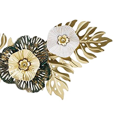 Flower Leaves Metal Wall Decor, Hollow Out Wall Sculpture Creative Luxury Iron Hanging Artwork for Office Home Decorations Party Living Room, Green - color: Green