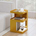 Gold Side Table,Modern end Table with Storage,Unique nightstand,Metal Small Bedside Table,3-Tier Accent Table for Bedroom,Living Room,Small Space,Couch.No Assembly Required - color: Gold