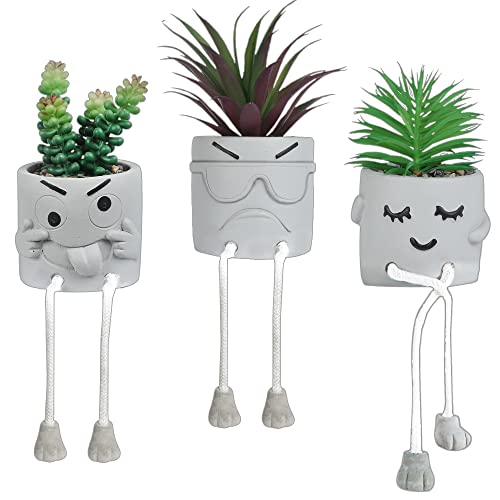 OLEEK Small Fake Plant Office Desk Decor - Desk Plants for Office Decorations for Work - Decorative Plants Decor - Funny Office Decor for Women - Fake Succulents Plants Artificial Home Decor Shelf - size: collection C (set of 3)