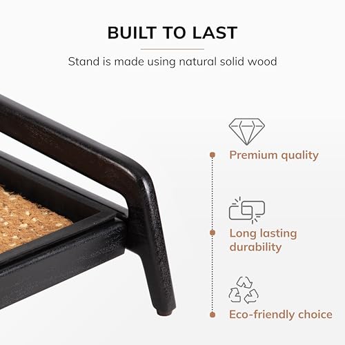 Anji Mountain Heavy Duty Waterproof Wooden Shoe Storage Mat Organizer/Boot Storage Tray Multi Use for Entryway with Coir, Tan and Khaki Insert, 1 Tier, Fits 2 Pair (26.5" Wide) - color: Tan and Khaki, size: 1 Tier, Fits 2 Pair, style: Tan and Khaki