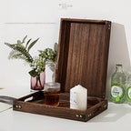 Ochine Rustic Wooden Serving Trays Bamboo Serving Tray Wood Serving Tray with Handles Rectangular Wooden Breakfast Tray Ottoman Tray Multipurpose Trays for Breakfast, Coffee Table/Butler & More - size: Small