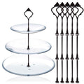 3 Tier Cake Stand Fitttings Kits Fruit Cake Plate Handle Fitting Cupcake Hardware Rod Stand Holder Black Crown 5 Sets（Plate not Included） - color: Black