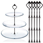 3 Tier Cake Stand Fitttings Kits Fruit Cake Plate Handle Fitting Cupcake Hardware Rod Stand Holder Black Crown 5 Sets（Plate not Included） - color: Black