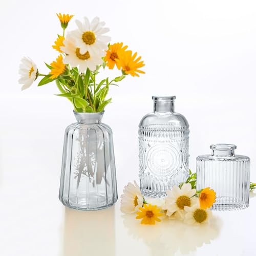 Clear Glass Bud Vases Set of 20,Small Flower Vases for Wedding Centerpieces,Mini Bud Vases in Bulk Amber Glass Vase for Table Decoration,Home Decor - color: Clear-20pcs