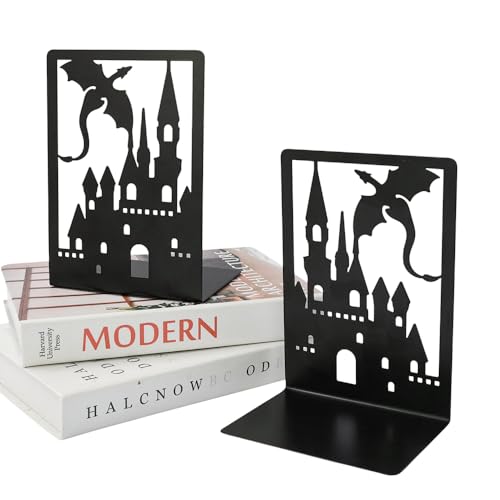 Book Ends, Bookends, Book Ends for Shelves, 1 Pair Non Skid Metal Book Divider Decorative Holder, Abstract Art Desgin Book Stopper Supports for Office, Home (Dragon C) - color: Dragon C