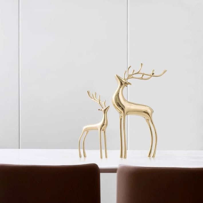 Statue Decorations Modern Luxury Copper Deer Ornament Living Room Coffee Table Entrance Hotel Soft Decorations Home Decor Object, WANGJIANJUN2023