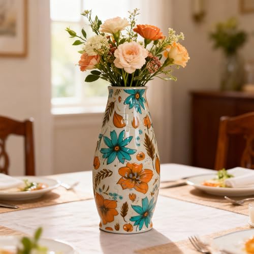 3D Puzzle Vase LED Light, Creative Flower Vase with Cut-Out Design, Adult Crafts 3D Puzzles for Home Decor Table Centerpiece, Unique Gifts for Housewarming Women's Day - color: Floral Leaves