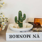 Cactus Ring Holder Dish, Ceramic Jewelry Tray Trinket Dish for Necklace Keychain Organizer, Cute Funny Birthday Wedding Mothers Day Gift for Women Friends Girls - style: Cactus